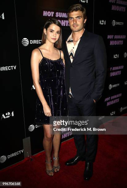 Actress Maia Mitchell, and actor Alex Roe attend the Screening of A-24's "Hot Summer Nights" at the Pacific Theatres at The Grove on July 11, 2018 in...