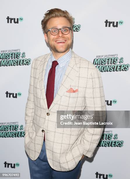 Adam Conover attends the premiere of truTV's "Bobcat Goldthwait's Misfits & Monsters" held at Hollywood Roosevelt Hotel on July 11, 2018 in...