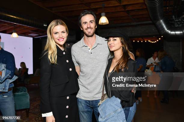 Finery Co-Founder Brooklyn Decker, Ryan Miller and Noureen DeWulf attend the Finery App launch party hosted by Brooklyn Decker at Microsoft Lounge on...