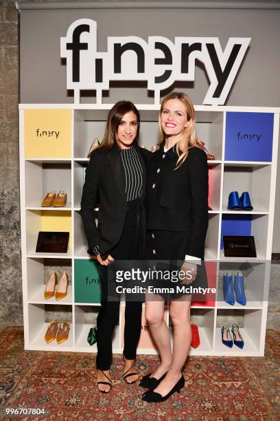 Mandana Dayani and Finery Co-Founder Brooklyn Decker attend the Finery App launch party hosted by Brooklyn Decker at Microsoft Lounge on July 11,...
