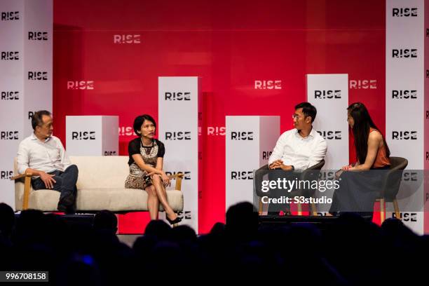 Jixun Foo, managing partner of GGV Capital, Helen Wong, partner of Qiming Venture Partners, Winston Cheng, president international of JD.com, and...