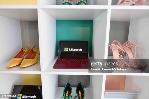 General view of the atmosphere during the Finery App launch party hosted by Brooklyn Decker at Microsoft Lounge on July 11, 2018 in Culver City,...