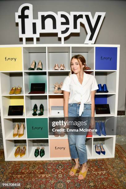 Julia Weiner of the Zoe Report attends the Finery App launch party hosted by Brooklyn Decker at Microsoft Lounge on July 11, 2018 in Culver City,...