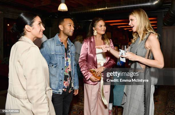 Jen Atkin, John Legend, Chrissy Teigen and Finery Co-Founder, Whitney Casey attend the Finery App launch party hosted by Brooklyn Decker at Microsoft...