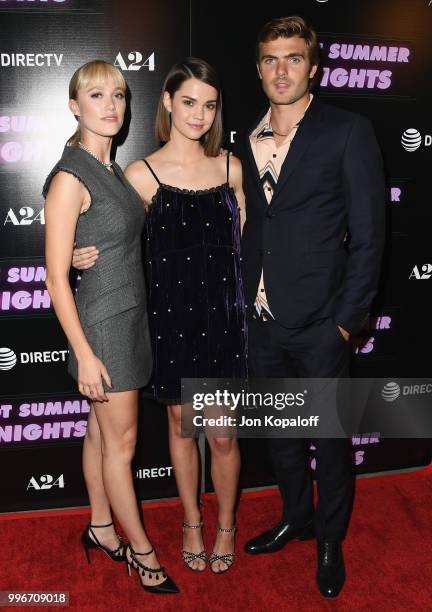 Maika Monroe, Maia Mitchell and Alex Roe attend the Los Angeles special screening of "Hot Summer Nights" at Pacific Theatres at The Grove on July 11,...