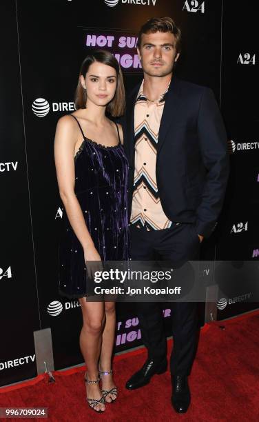 Maia Mitchell and Alex Roe attend the Los Angeles special screening of "Hot Summer Nights" at Pacific Theatres at The Grove on July 11, 2018 in Los...