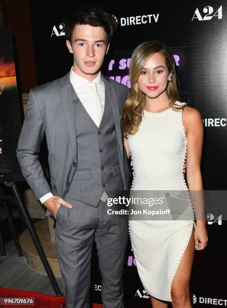 Dylan Summerall and Brec Bassinger attend the Los Angeles special screening of "Hot Summer Nights" at Pacific Theatres at The Grove on July 11, 2018...