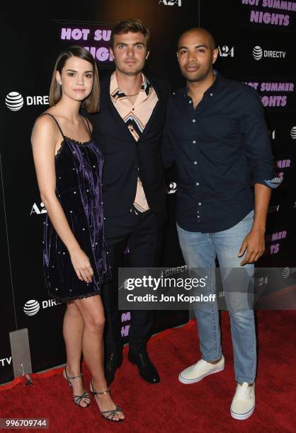 Maia Mitchell, Alex Roe and Elijah Bynum attend the Los Angeles special screening of "Hot Summer Nights" at Pacific Theatres at The Grove on July 11,...