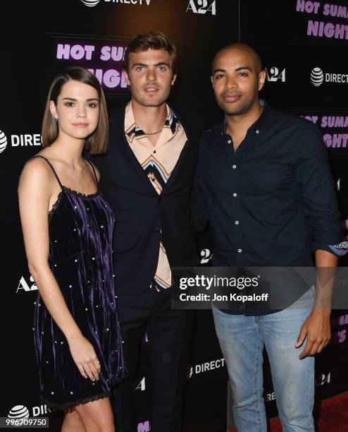 Maia Mitchell, Alex Roe and Elijah Bynum attend the Los Angeles special screening of "Hot Summer Nights" at Pacific Theatres at The Grove on July 11,...