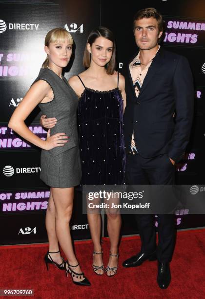 Maika Monroe, Maia Mitchell and Alex Roe attend the Los Angeles special screening of "Hot Summer Nights" at Pacific Theatres at The Grove on July 11,...