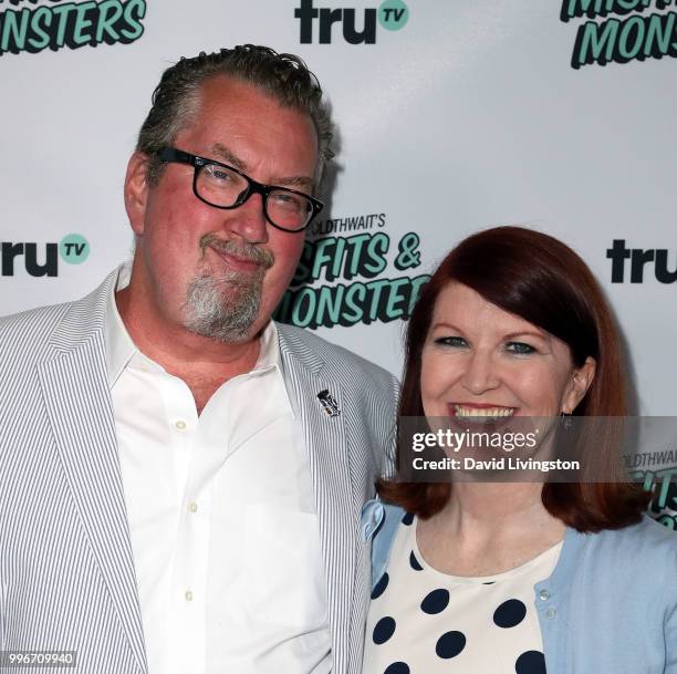 Chris Haston and actress Kate Flannery attend the premiere of truTV's "Bobcat Goldthwait's Misfits & Monsters" at the Hollywood Roosevelt Hotel on...