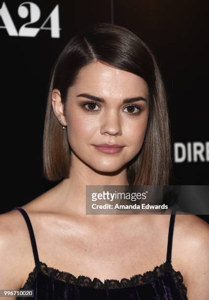 Actress Maia Mitchell arrives at the Los Angeles special screening of "Hot Summer Nights" at the Pacific Theatres at The Grove on July 11, 2018 in...