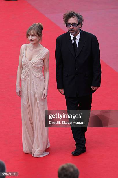 Isabelle Huppert and Tim Burton attend "Biutiful" Premiere at the Palais des Festivals during the 63rd Annual Cannes Film Festival on May 17, 2010 in...