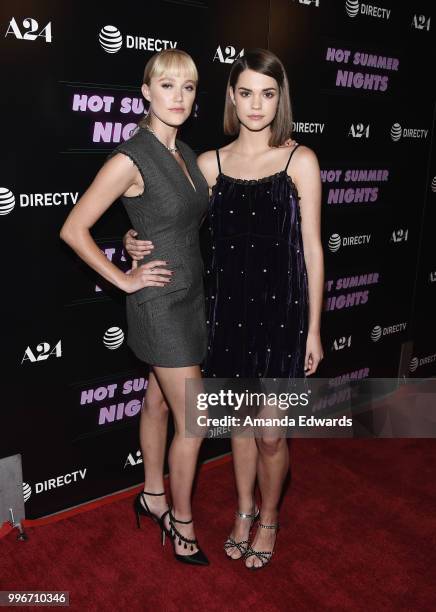 Actresses Maika Monroe and Maia Mitchell arrive at the Los Angeles special screening of "Hot Summer Nights" at the Pacific Theatres at The Grove on...