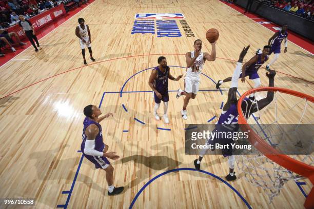Jordan Stevens of the Cleveland Cavaliers shoots the ball against the Sacramento Kings during the 2018 Las Vegas Summer League on July 11, 2018 at...