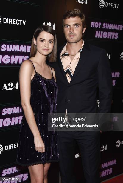 Actress Maia Mitchell and actor Alex Roe arrive at the Los Angeles special screening of "Hot Summer Nights" at the Pacific Theatres at The Grove on...