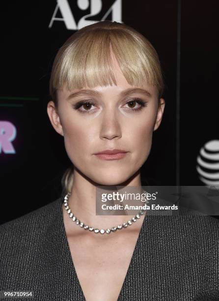 Actress Maika Monroe arrives at the Los Angeles special screening of "Hot Summer Nights" at the Pacific Theatres at The Grove on July 11, 2018 in Los...