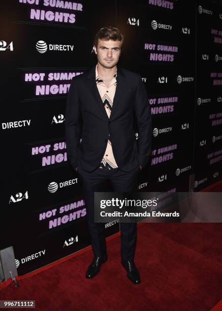 Actor Alex Roe arrives at the Los Angeles special screening of "Hot Summer Nights" at the Pacific Theatres at The Grove on July 11, 2018 in Los...
