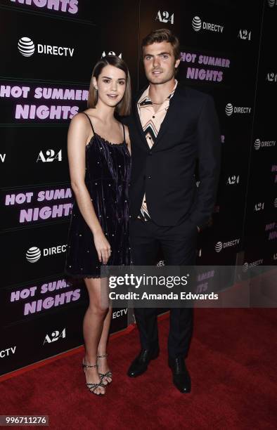 Actress Maia Mitchell and actor Alex Roe arrive at the Los Angeles special screening of "Hot Summer Nights" at the Pacific Theatres at The Grove on...