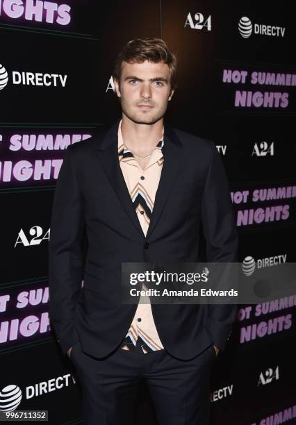 Actor Alex Roe arrives at the Los Angeles special screening of "Hot Summer Nights" at the Pacific Theatres at The Grove on July 11, 2018 in Los...