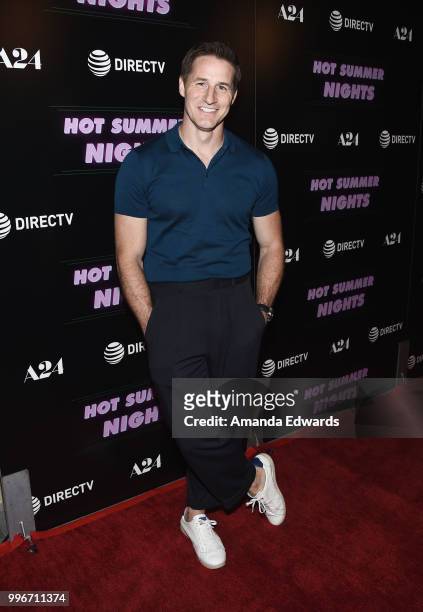 Actor Sam Jaeger arrives at the Los Angeles special screening of "Hot Summer Nights" at the Pacific Theatres at The Grove on July 11, 2018 in Los...