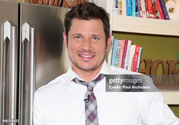 Actor / Singer Nick Lachey visit Hallmark's "Home & Family" celebrating 'Christmas In July' at Universal Studios Hollywood on July 11, 2018 in...