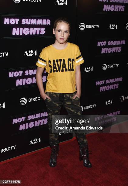 Actress Talitha Bateman arrives at the Los Angeles special screening of "Hot Summer Nights" at the Pacific Theatres at The Grove on July 11, 2018 in...