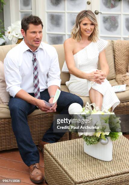 Actor / Singer Nick Lachey and TV Host Debbie Matenopoulos visit Hallmark's "Home & Family" celebrating 'Christmas In July' at Universal Studios...