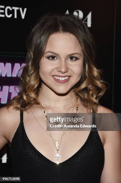 Actress Isabella Acres arrives at the Los Angeles special screening of "Hot Summer Nights" at the Pacific Theatres at The Grove on July 11, 2018 in...