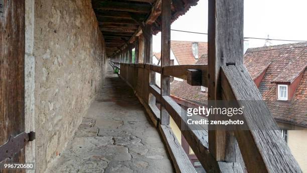old medieval fortified wall, rothenburg ob der tauber - rothenburg stock pictures, royalty-free photos & images