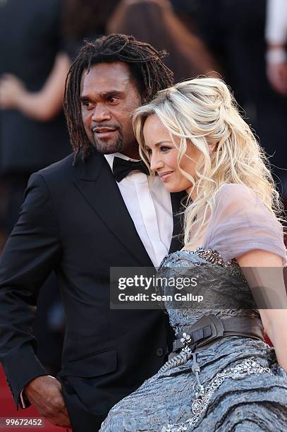 Former footballer Christian Karembeu and model Adriana Karembeu attends "Biutiful" Premiere at the Palais des Festivals during the 63rd Annual Cannes...