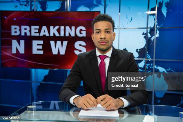 breaking news male anchor - newscaster stock pictures, royalty-free photos & images
