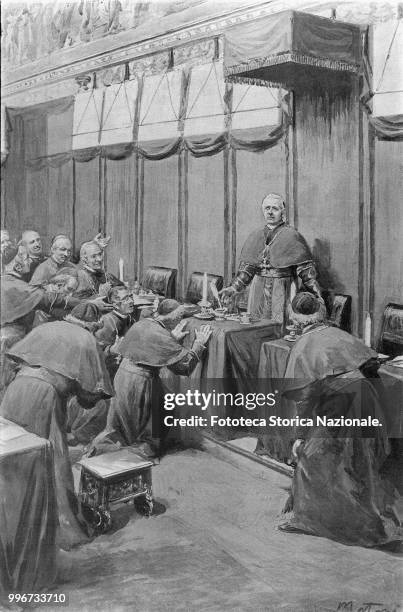 First adoration of the new Pontiff in the Conclave hall, 4 August 1903. .