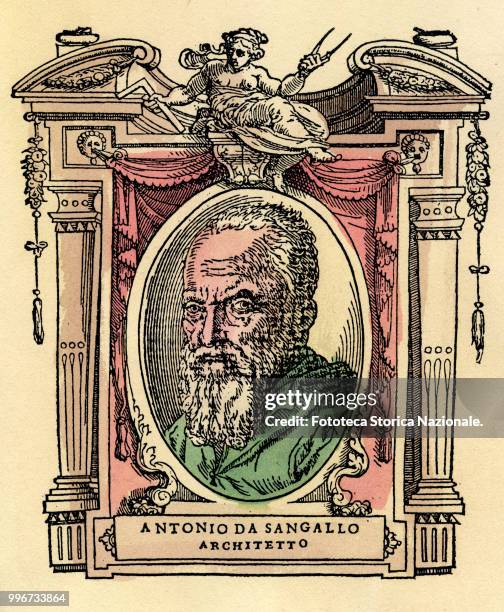 Antonio da Sangallo the young , the nickname with which Antonio Cordini, a civil and military architect, is known. Illustration on 16thcentury...