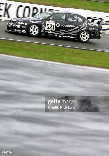 Jason Richards drives his Team Kiwi Racing Holden during afternoon practice ahead of Sundays Round 8 Shell Race at Oran Park race track, Sydney,...