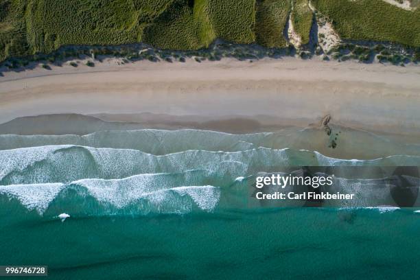 aerial view of perfect beach and clear ocean - ireland aerial stock pictures, royalty-free photos & images