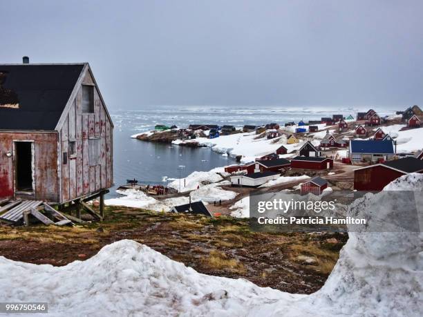 ittoqqortoormiit, aka scoresbysund, eastern greenland - permafrost stock pictures, royalty-free photos & images