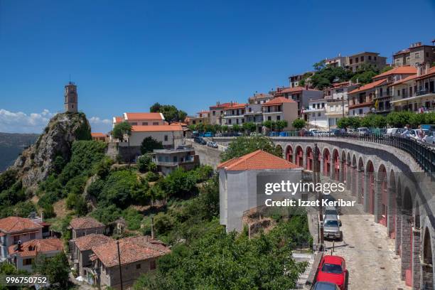 arachova  town, situated near the archaeologlcal site of delphi, also popular tourist destination, greece. - situated stock pictures, royalty-free photos & images