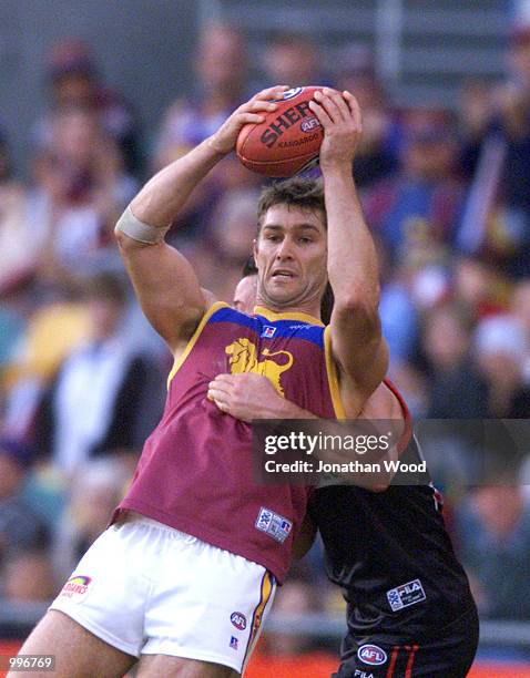 Alastair Lynch of the Lions in action during the round 12 AFL match between the Brisbane Lions and the Melbourne Demons played at the Gabba,...