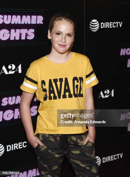 Actress Talitha Bateman arrives at the Los Angeles special screening of "Hot Summer Nights" at the Pacific Theatres at The Grove on July 11, 2018 in...