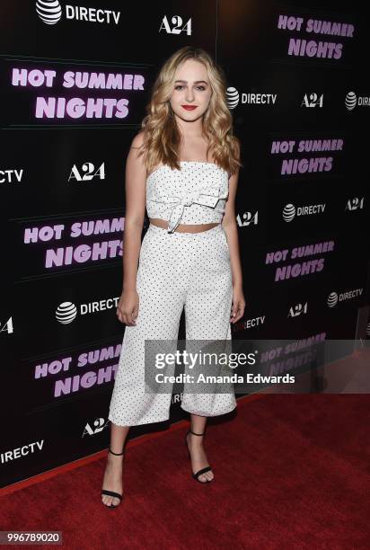 Actress Sophie Reynolds arrives at the Los Angeles special screening of "Hot Summer Nights" at the Pacific Theatres at The Grove on July 11, 2018 in...