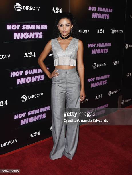 Actress Bianca A. Santos arrives at the Los Angeles special screening of "Hot Summer Nights" at the Pacific Theatres at The Grove on July 11, 2018 in...