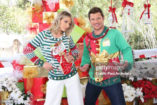 Host Debbie Matenopoulos and Actor /Singer Nick Lachey visit Hallmark's "Home & Family" celebrating 'Christmas In July' with an ugly sweater contest...