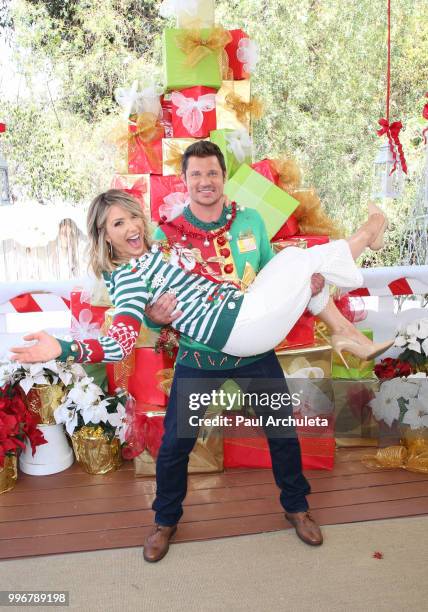 Host Debbie Matenopoulos and Actor /Singer Nick Lachey visit Hallmark's "Home & Family" celebrating 'Christmas In July' with an ugly sweater contest...