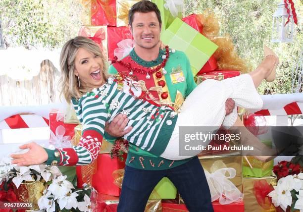 Host Debbie Matenopoulos and Actor /Singer Nick Lachey visit Hallmark's "Home & Family" celebrating 'Christmas In July' with an ugly sweater contest...