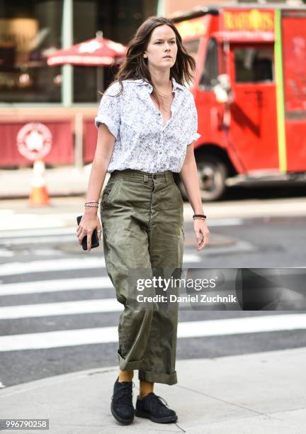 Ashley Owens is seen outside the Death to Tennis show during the 2018 New York City Men's Fashion Week on July 11, 2018 in New York City.