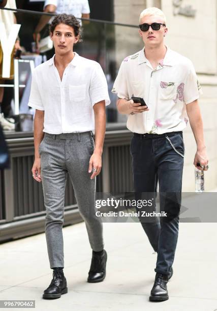 Guests are seen outside the Death to Tennis show during the 2018 New York City Men's Fashion Week on July 11, 2018 in New York City.