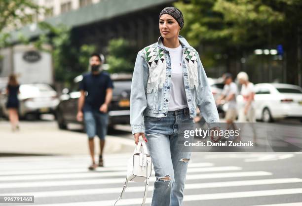 Eman B Fendi is seen outside the Death to Tennis show during the 2018 New York City Men's Fashion Week on July 11, 2018 in New York City.