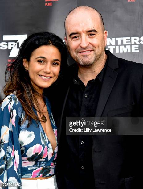 Emmanuelle Chriqui and Greg Bennick arrive at the "7 Splinters In Time" Premiere at Laemmle Music Hall on July 11, 2018 in Beverly Hills, California.