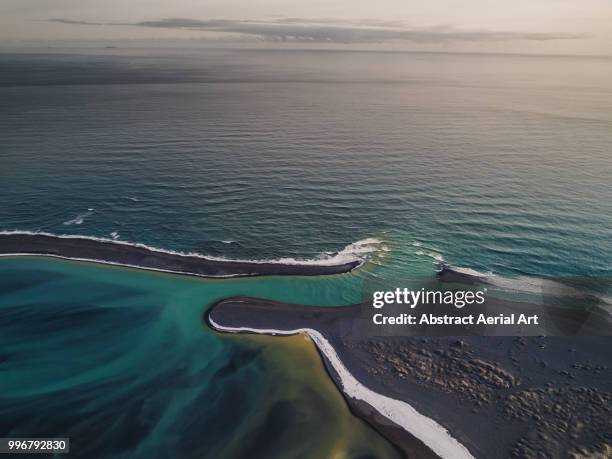 mouth of the thjorsa river - multicopter stock pictures, royalty-free photos & images